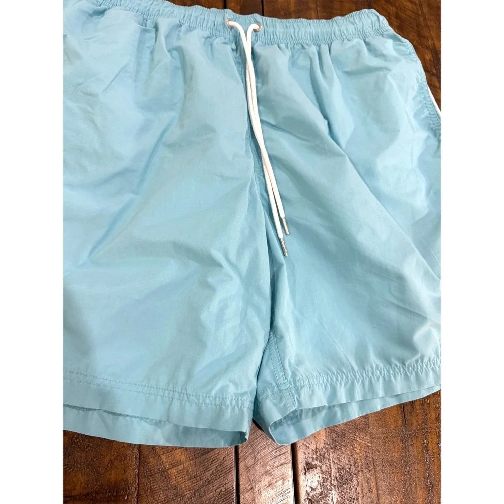 Nautica Men's XL Swim Trunks Light Blue White Piping Mesh Lining Board Shorts